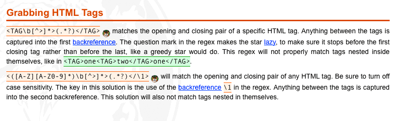 From regular-expressions.info, how to match HTML tags