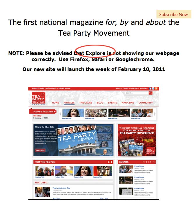 Screenshot of Tea Party Review's Homepage Screenshot of Tea Party Review's Homepage