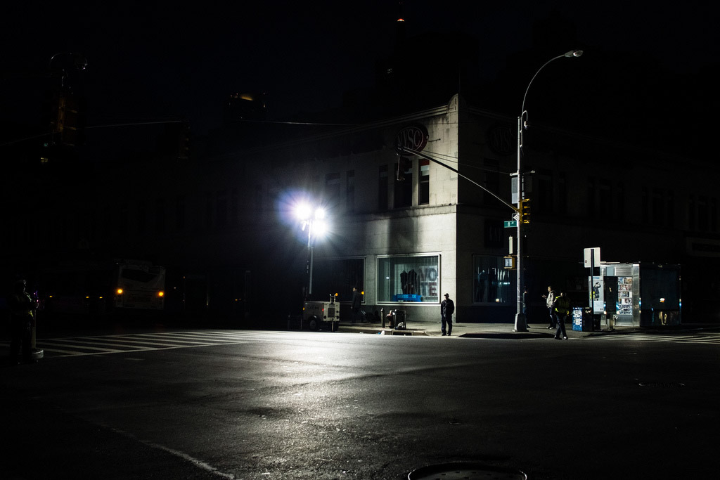 A light tower on Eighth Avenue